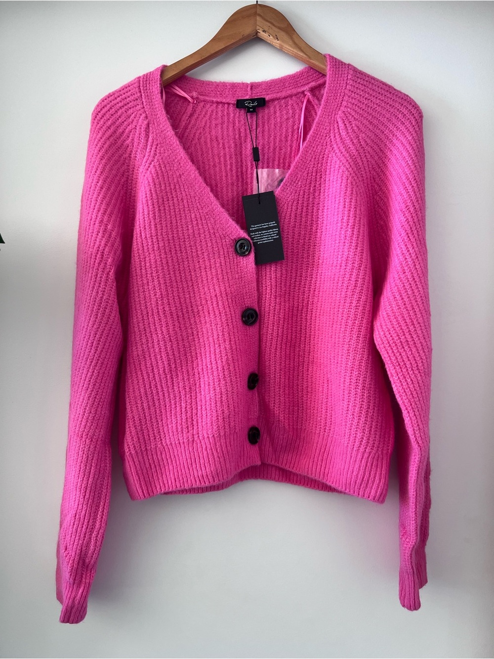 Rails Pink V-Neck Rib Knit Cardigan